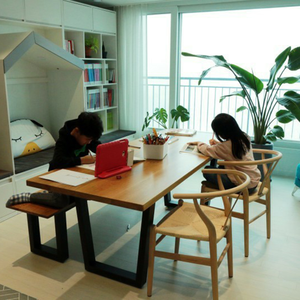 옐로우라이트 오크우드슬랩 오크 원목 식탁 다이닝 화이트오크 카페 테이블 맞춤제작 스타벅스식탁