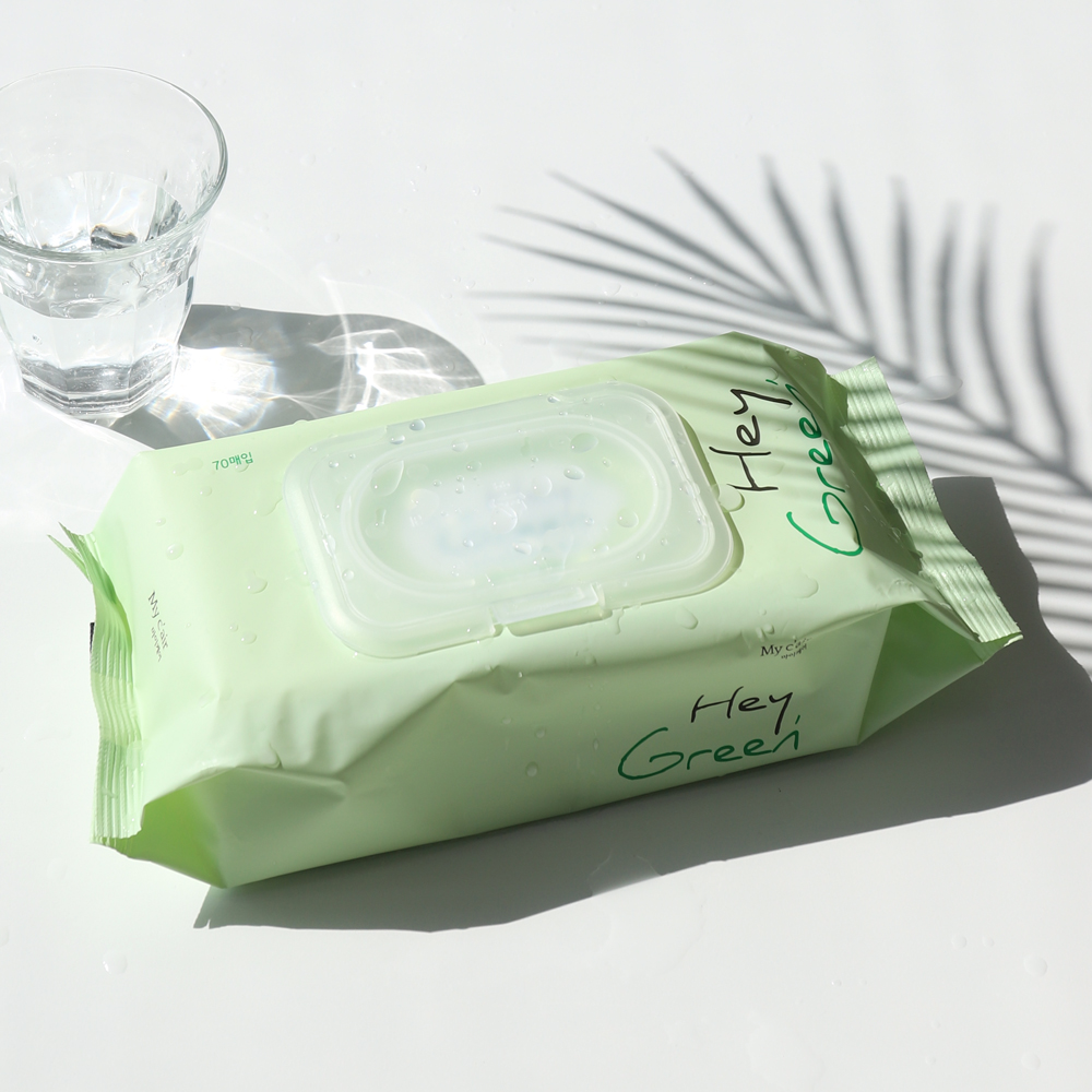 마이케어 헤이그린 물티슈 캡형 70매 (10개입/박스)