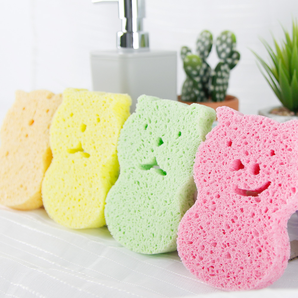 예꼬맘 아기 목욕 스펀지 4개입 신생아 유아 순식물성 샤워 클렌징 출산 용품