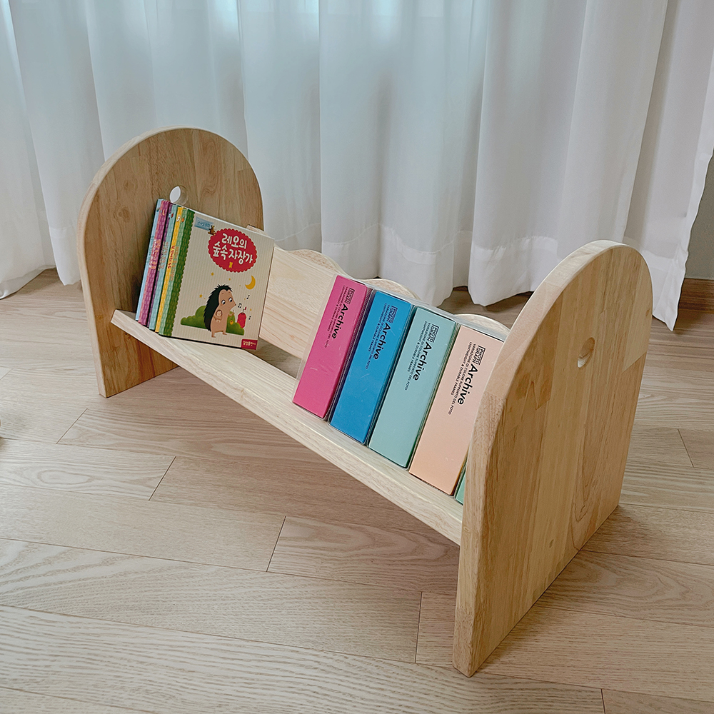 [베이비굿] 유아 책꽂이 원목 아기 책장 책정리함 두돌선물