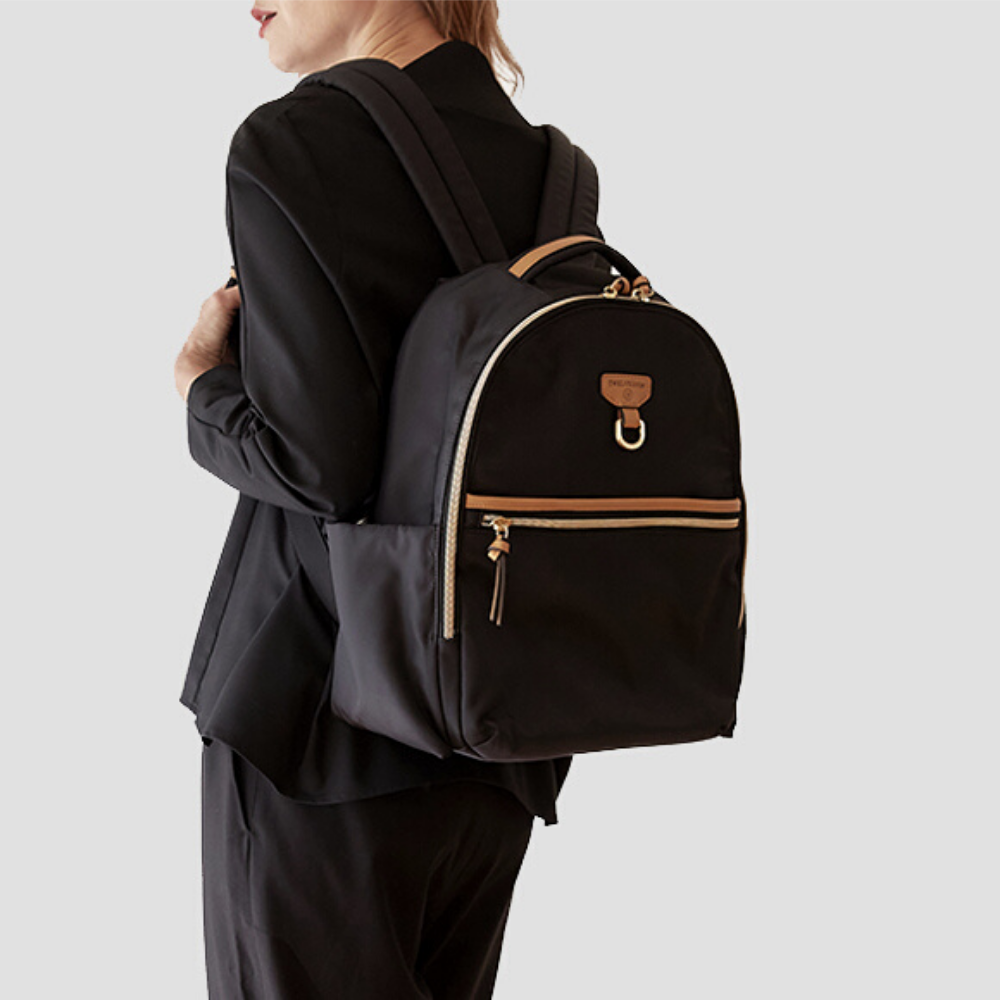 트웰브리틀 미디고 기저귀가방 백팩 출산 임신 선물, 블랙/탄