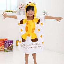 유아비치가운 아기 샤워 목욕 가운 샤워타올 키즈 후드 판초 기린