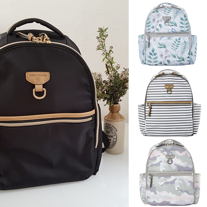 트웰브리틀 미디고 기저귀가방 백팩 출산 임신 선물, 블랙/탄