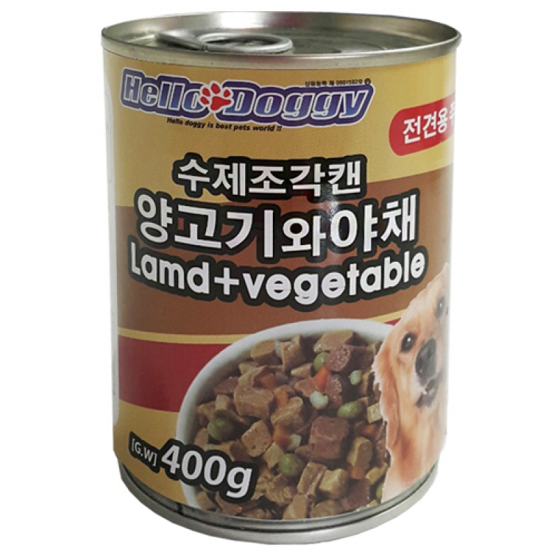 헬로도기 강아지캔 애견통조림 대용량 습식 간식 오리고기야채, 400g, 1개 - 상세 이미지 4