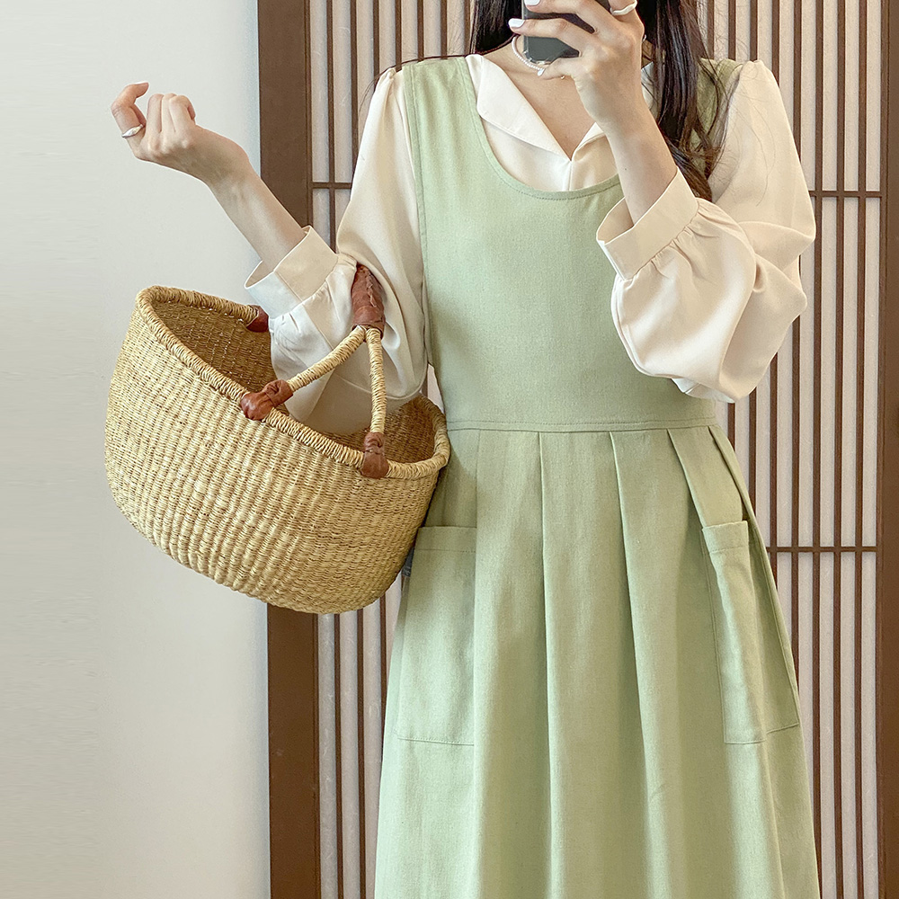 한스데이 장금이 원피스 앞치마 카페 꽃집 플로리스트 자수 에이프런