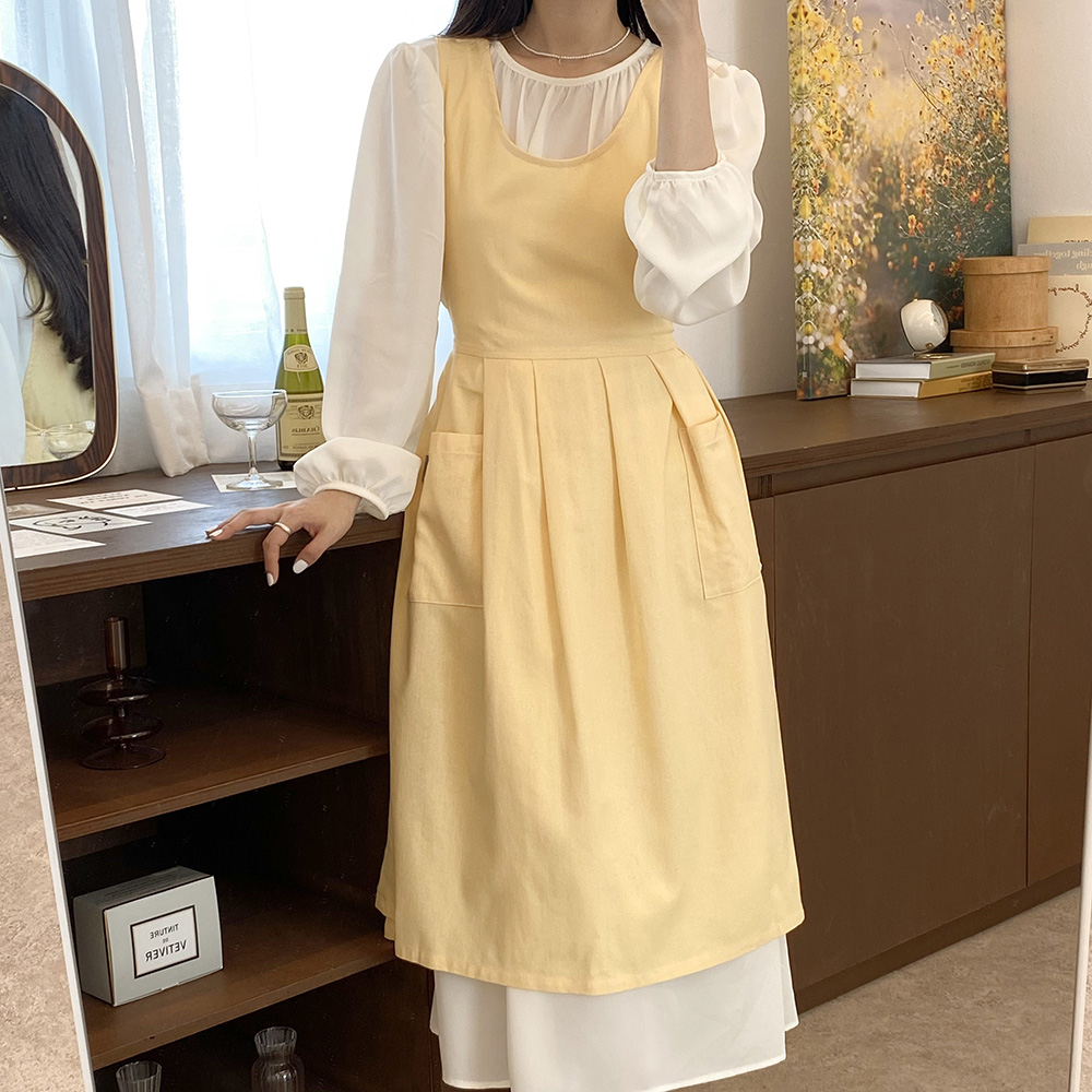 한스데이 장금이 원피스 앞치마 카페 꽃집 플로리스트 자수 에이프런