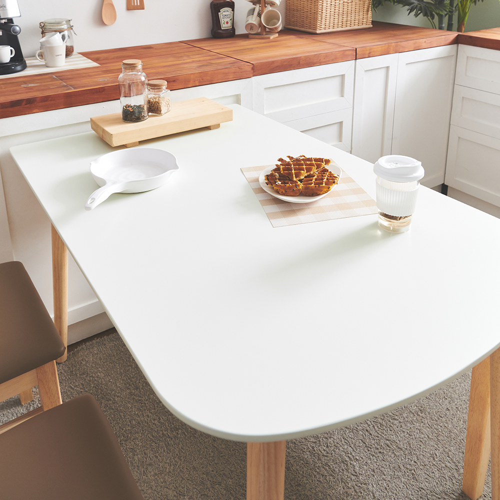 모아 12T 고무나무 원목 반타원 포세린 세라믹 식탁 테이블 1200