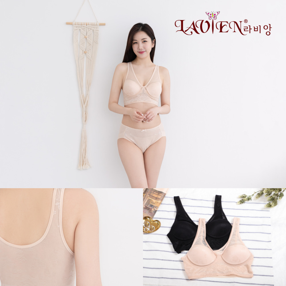 라비앙 노와이어 스포츠브라 편한 여름브라 노라인 몰드 브라탑 인견팬티 국내산 - 상품 이미지