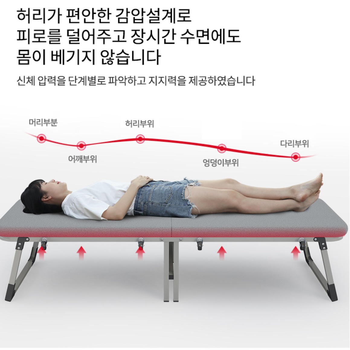 조립식 침대 접히는 접이 접는 접이식 간이침대 간의 간병인 이동 이동식침대 사무실 간편 - 상세 이미지 4
