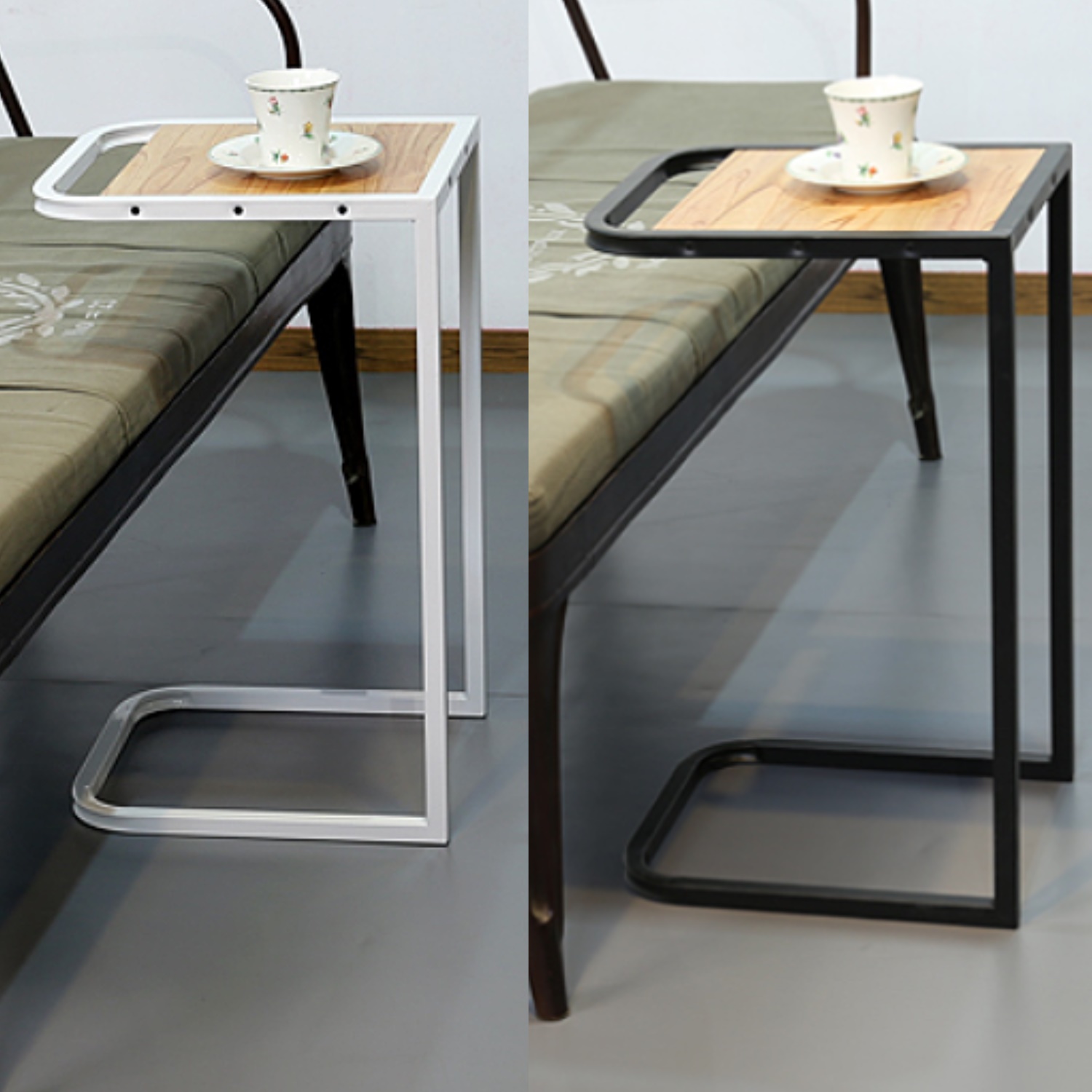 ㄷ자선반 폭좁은선반 홈카페선반 거치대 스틸 원목 얇은 빈티지 엔틱 벽 화이트 철제 보조 - 상품 이미지