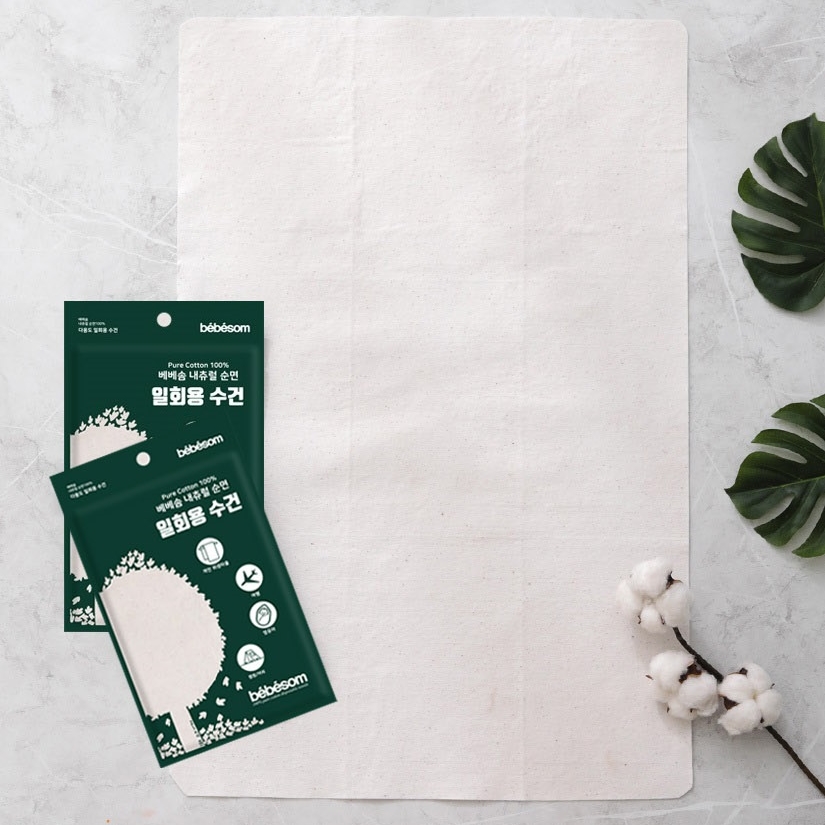 베베솜 일회용수건 무표백 순면 타올 25장