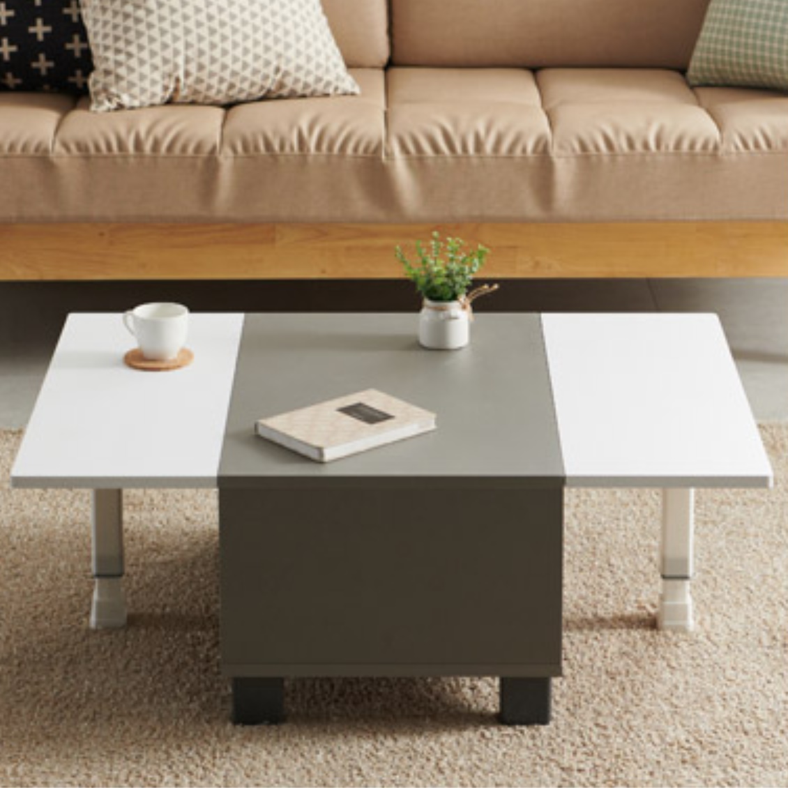 확장형 거실 낮은테이블 거실용탁자 미니티테이블 작은테이블 쇼파 소파 모듈 좌식 화이트