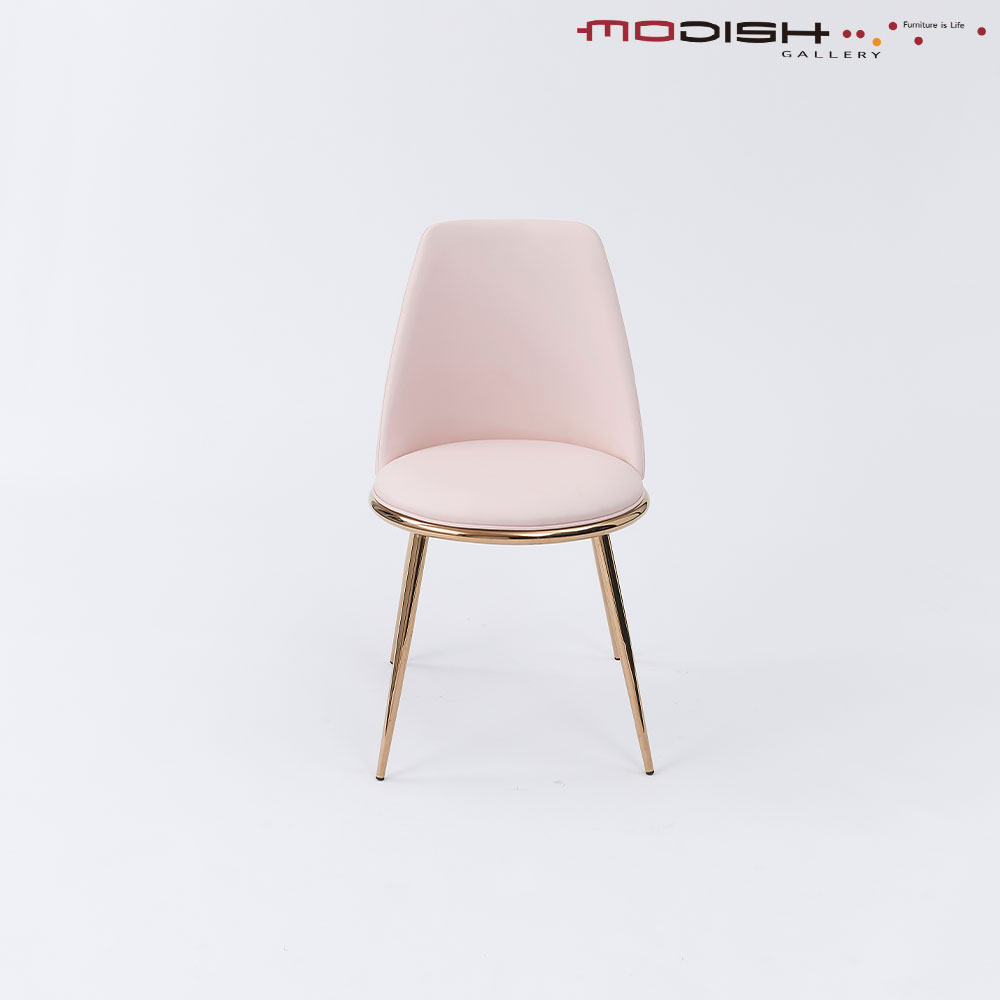 모디쉬갤러리 피오니 가죽 식탁의자 로즈골드 스틸 카페 체어
