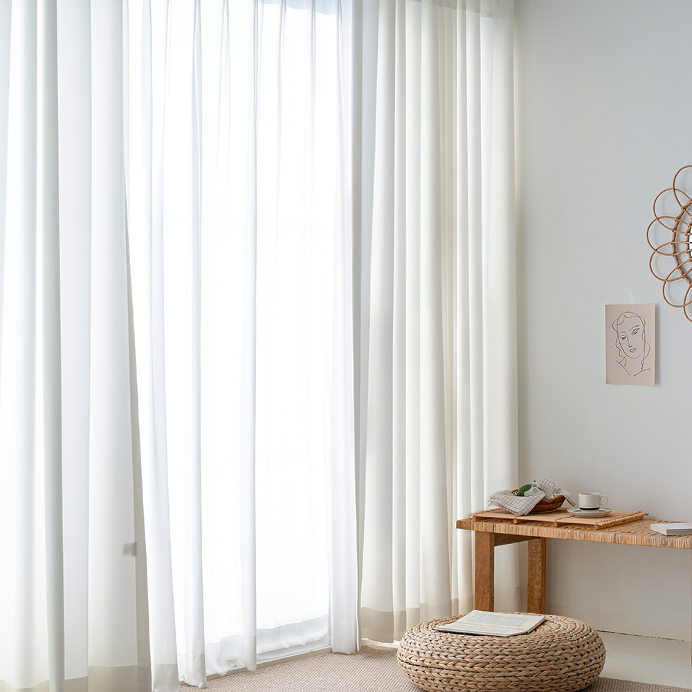 소르르 이지클린 화이트 암막커튼 나비주름 맞춤제작 70x160
