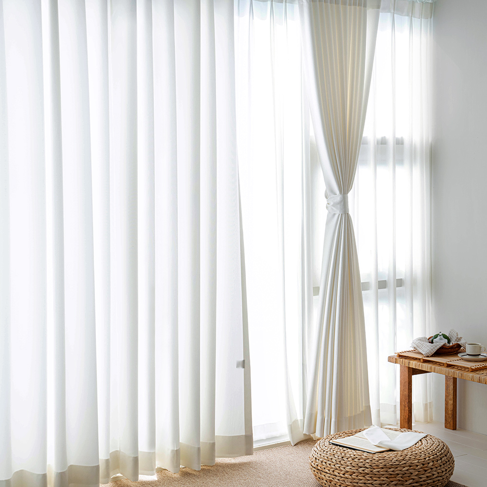 소르르 이지클린 화이트 암막커튼 나비주름 맞춤제작 70x160