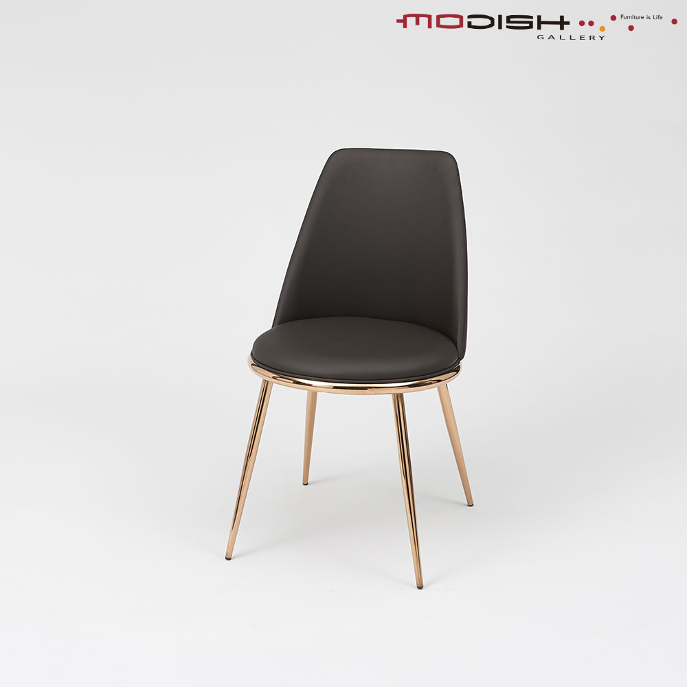 모디쉬갤러리 피오니 가죽 식탁의자 로즈골드 스틸 카페 체어