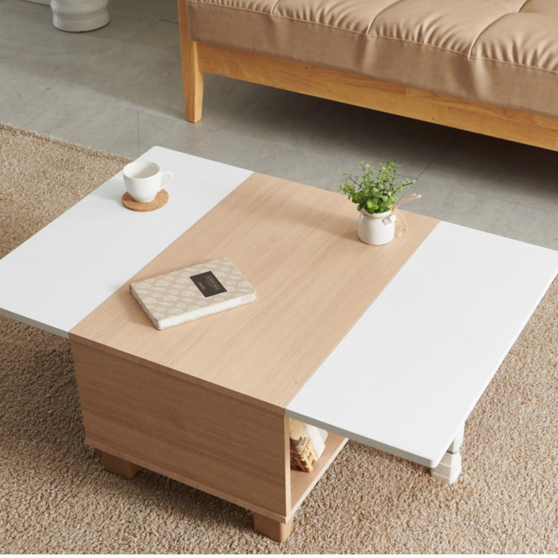 확장형 거실 낮은테이블 거실용탁자 미니티테이블 작은테이블 쇼파 소파 모듈 좌식 화이트