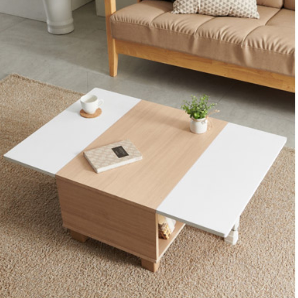 확장형 거실 낮은테이블 거실용탁자 미니티테이블 작은테이블 쇼파 소파 모듈 좌식 화이트