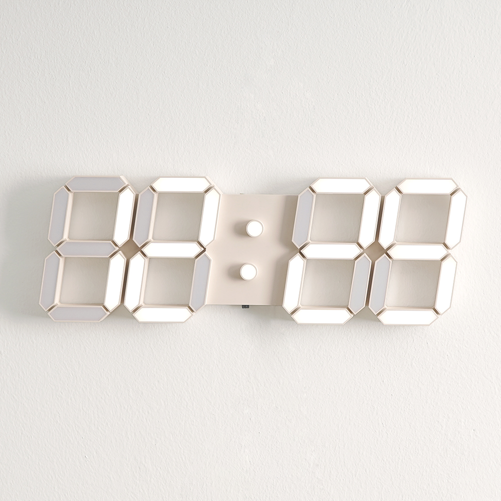 리프팀 무소음 3D LED 인테리어 거실 벽걸이 전자 디지털 리모콘 벽시계 베이직