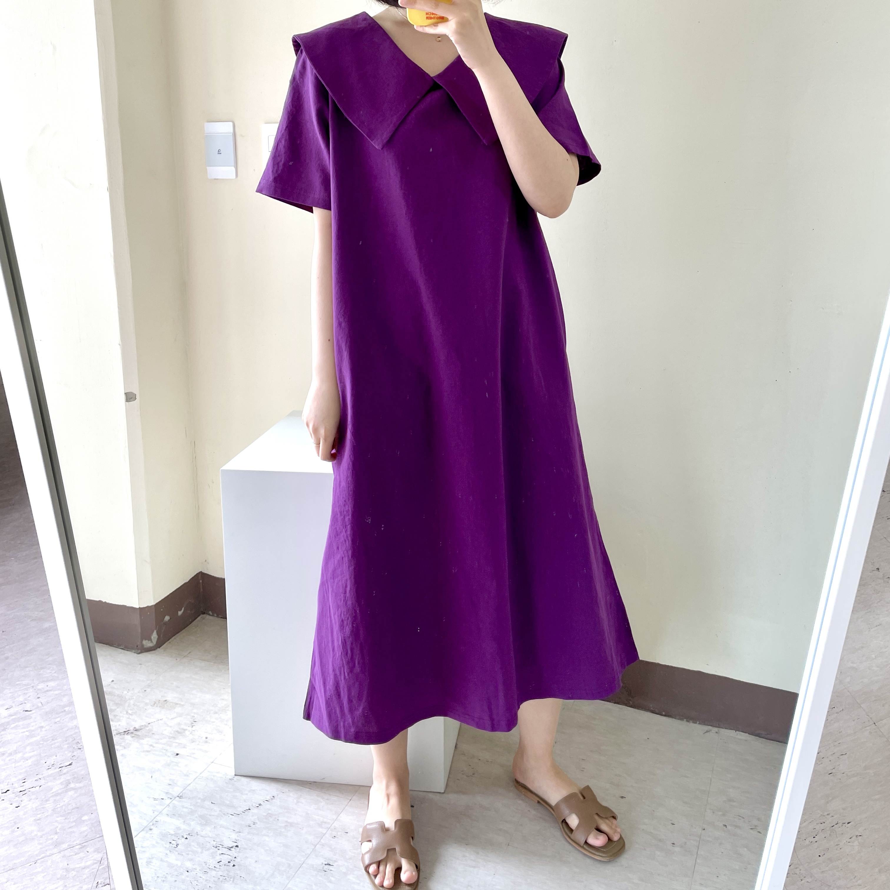 린넨원피스 세일러원피스 연보라원피스 이미지 3