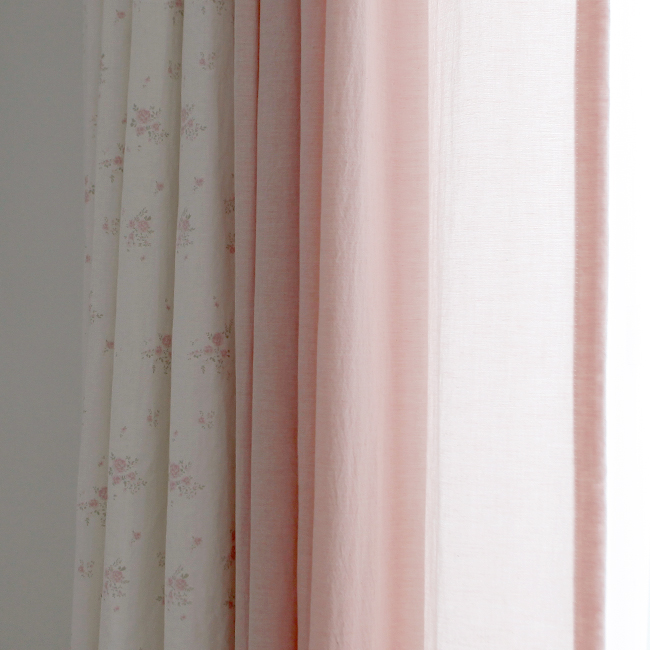 멜란 무지 러블리핑크 아이방커튼 작은방 거실 맞춤 제작커튼 여아