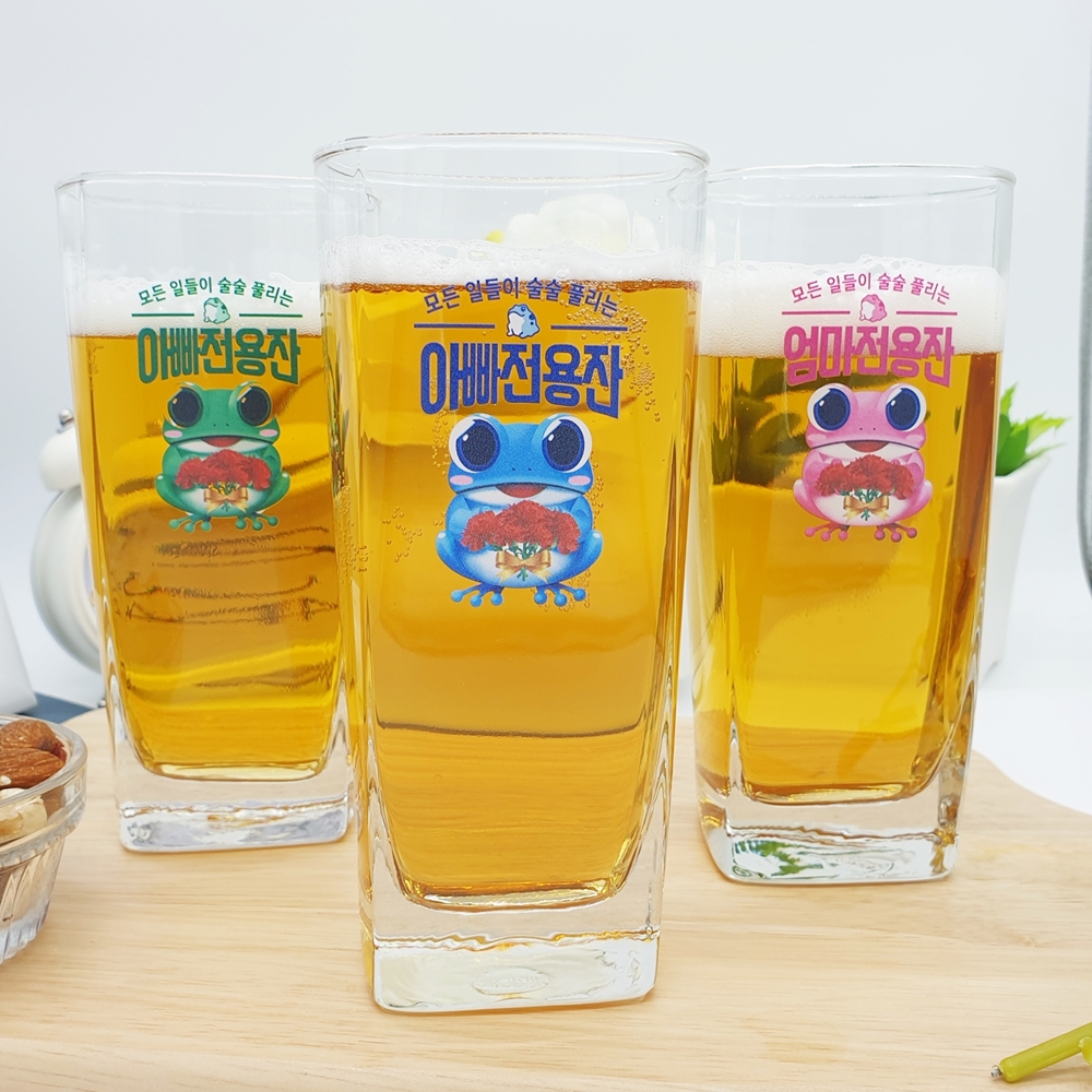 인생술잔 사각 맥주컵 인쇄 각인 주문제작 오비뉴트로 집들이선물 유리잔 소맥 특이한 맥주잔