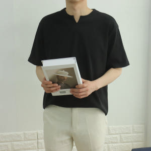 남자반팔티 빅사이즈 구김없는 브이넥 남성오버핏반팔티 착용 후기 | 사이즈/핏 총정리 - 상품 이미지 3