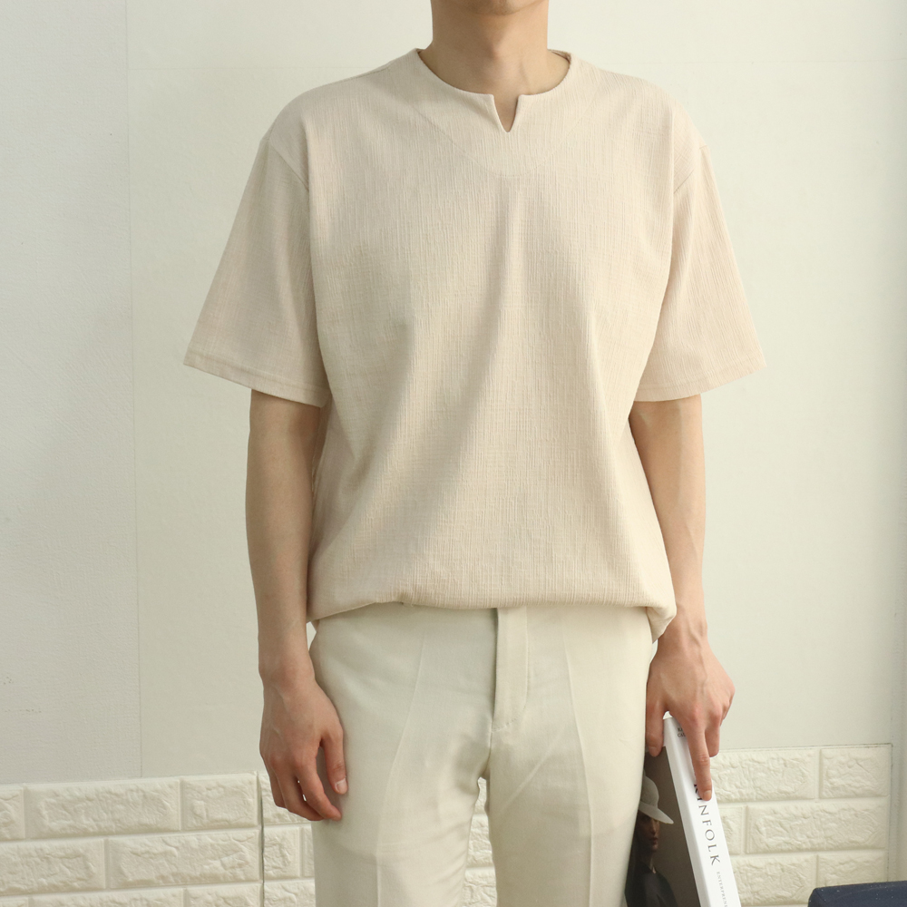 남자반팔티 빅사이즈 구김없는 브이넥 남성오버핏반팔티