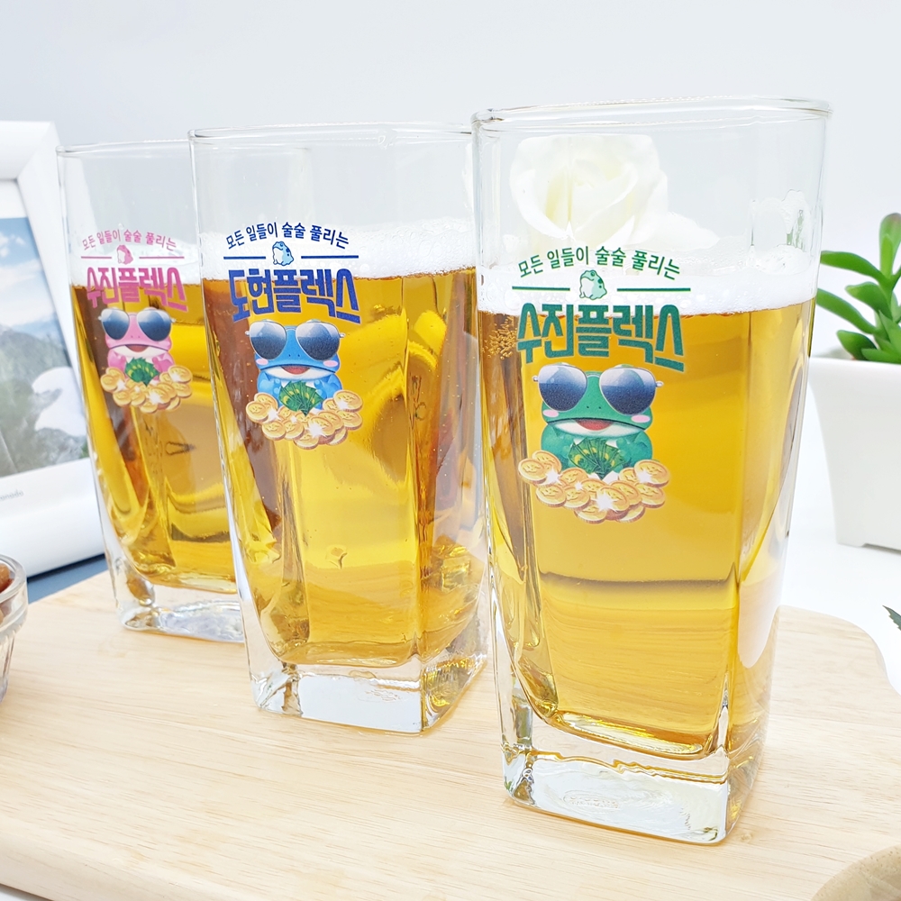 인생술잔 사각 맥주컵 인쇄 각인 주문제작 오비뉴트로 집들이선물 유리잔 소맥 특이한 맥주잔