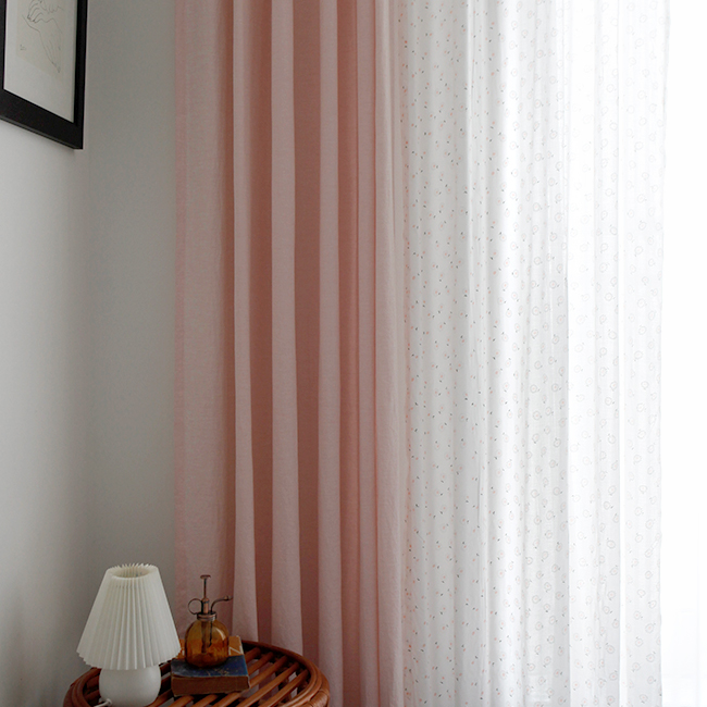 멜란 무지 러블리핑크 아이방커튼 작은방 거실 맞춤 제작커튼 여아