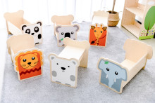 유아 어린이 동물 캐릭터 자작나무 책꽂이 스툴 원목 장난감 정리함 아기 의자 인테리어
