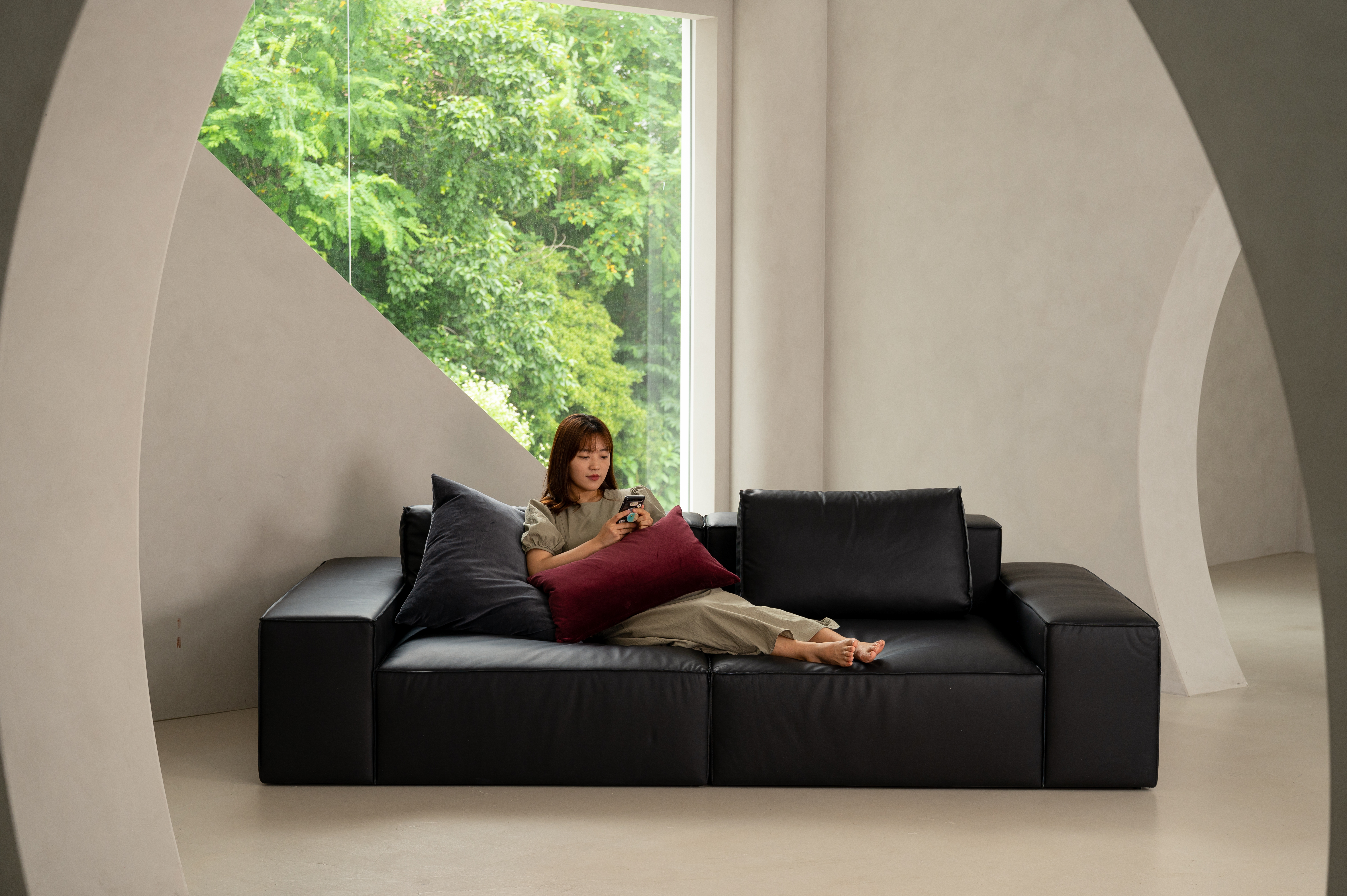 [가죽소파]이태리내추럴 통가죽 천연면피 소가죽소파(전체가죽)  모듈소파 PH.9 4인용쇼파