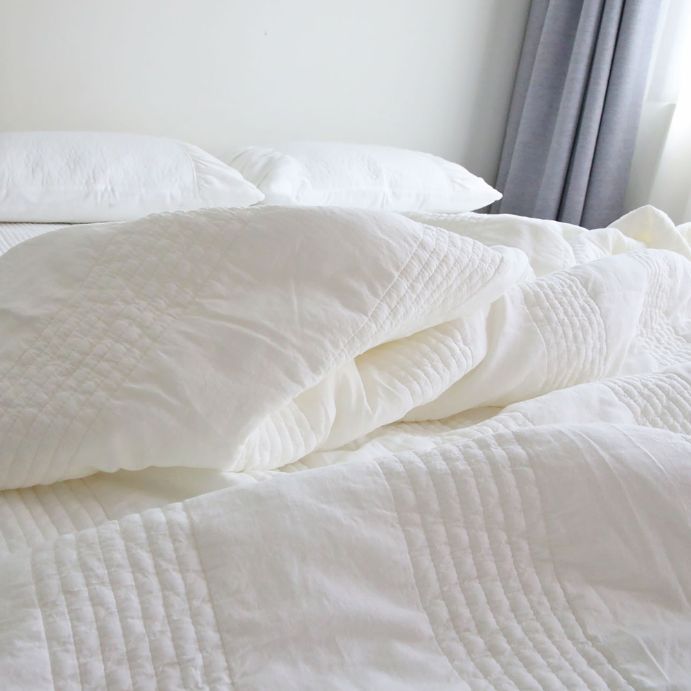 아사면 순면 워싱 여름 간절기 홀짝 누비 우유빛 이불 싱글 퀸