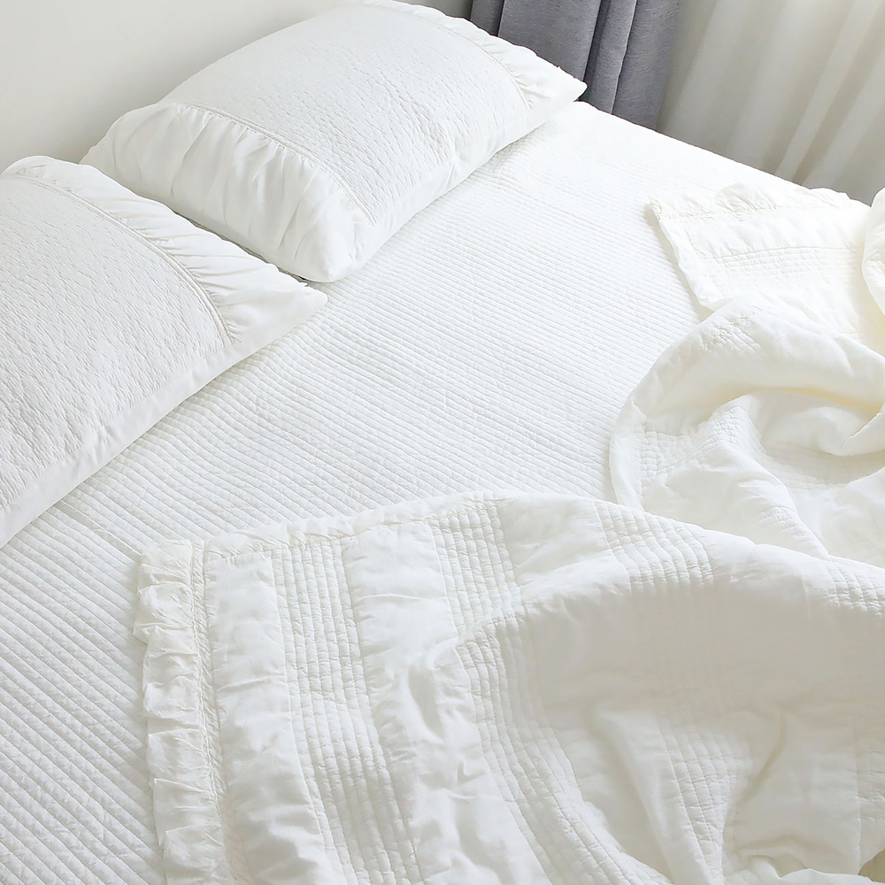 아사면 순면 워싱 여름 간절기 홀짝 누비 우유빛 이불 싱글 퀸