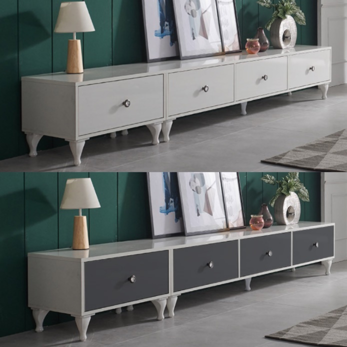 모던 티비다이 서랍장 화이트 거실장 75인치 티비거실장 낮은 거실 그레이 원목 티브 2400