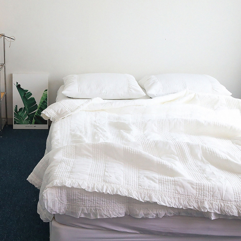 아사면 순면 워싱 여름 간절기 홀짝 누비 우유빛 이불 싱글 퀸