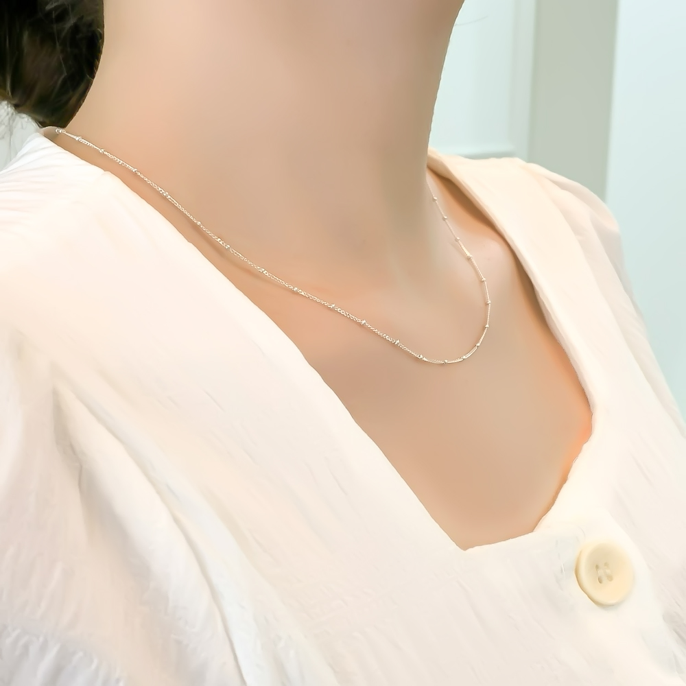 실버925 은볼 커브 체인 목걸이 - 상세 이미지 5