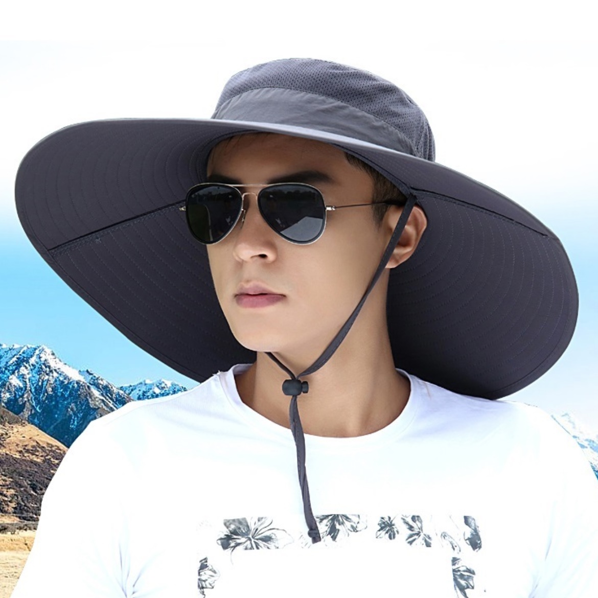 남자 낚시 벙거지 모자 큰챙 야외용모자 낚시용모자 - 상세 이미지 2