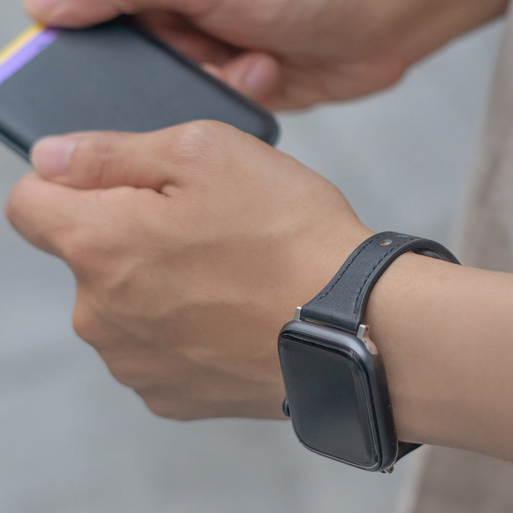 웨어플래닛 애플워치 슬림 라인 천연 가죽 플랫 레더 밴드 스트랩 시계 줄 10 울트라 호환 - 상세 이미지 5