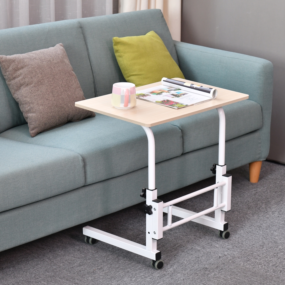 이동식 높낮이조절 바퀴달린 테이블 간이 침대용 책상 침대 위 보조 쇼파 미니 원목 협탁