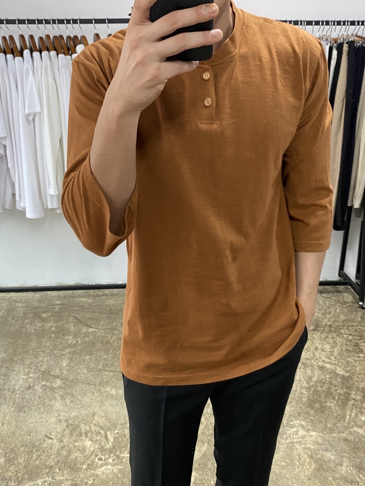 슬라브 7부 헨리넥 티셔츠 빅사이즈 이미지 3