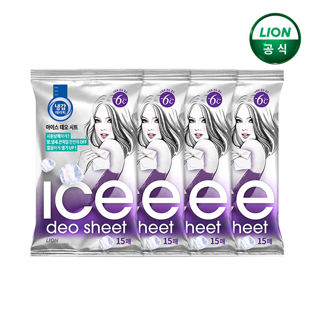 냉감테라피 아이스 데오시트 15매입x4개/ -6도 쿨링 데오티슈 땀티슈 땀제거