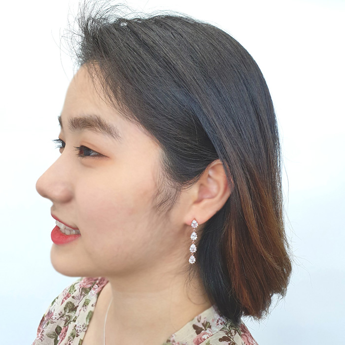 야랑쥬얼리 4단 큐빅 드롭 귀걸이 이미지 8