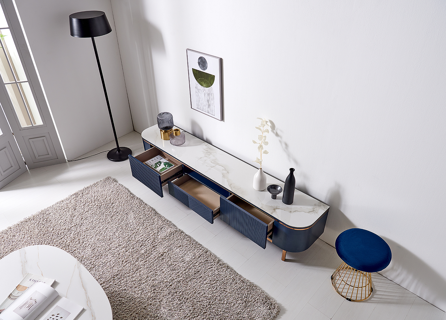 블레어 천연 통세라믹 거실장 대리석 TV 티비 다이