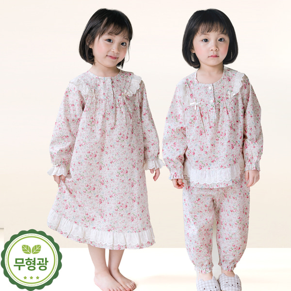 여아 면 긴팔 잠옷 유아 아동 어린이 파자마 /M레이디(투피스) - 메인 이미지