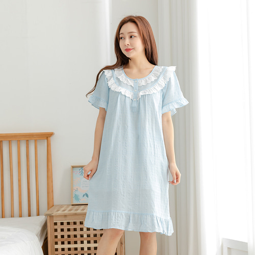 (국산) 레이스 여성 원피스 잠옷 여자 홈웨어 6857(주름면) - 상세 이미지 4
