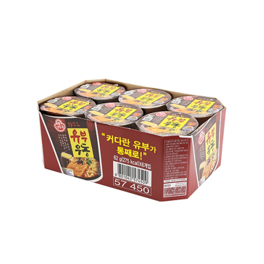 오뚜기 유부우동 컵라면 소컵 62g, 6개