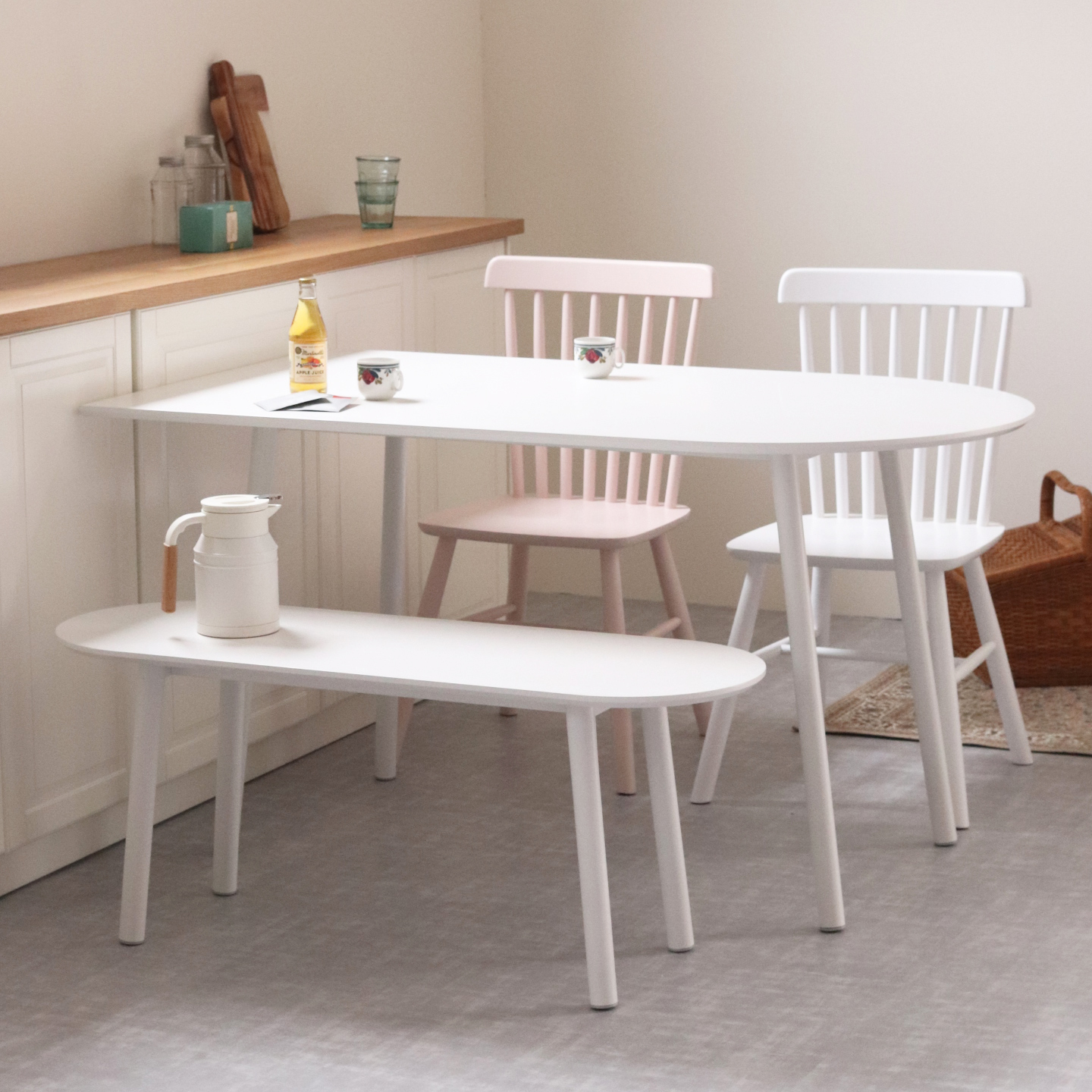 비알프렌드 디디벤치 라미네이트 화이트 식탁의자 1000