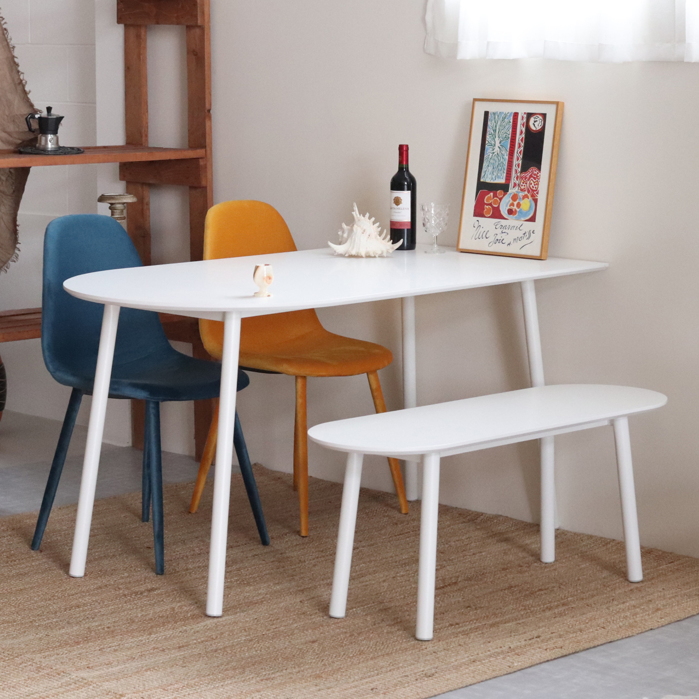 비알프렌드 디디벤치 라미네이트 화이트 식탁의자 1000