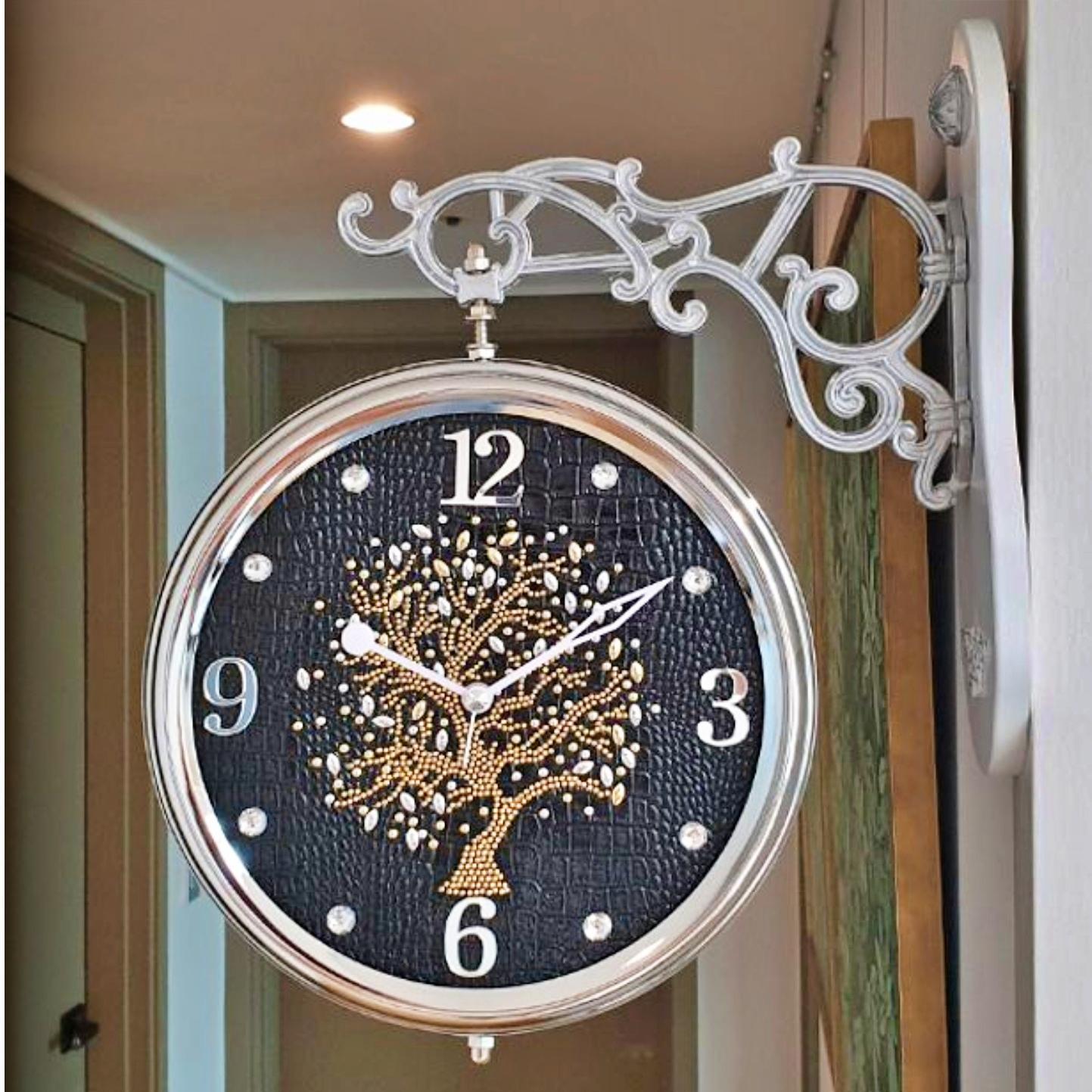 블랙 럭셔리 레트로 벽시계 벽걸이 양면 시계 건전지 무소음 무브먼트 명품 코너 고급형